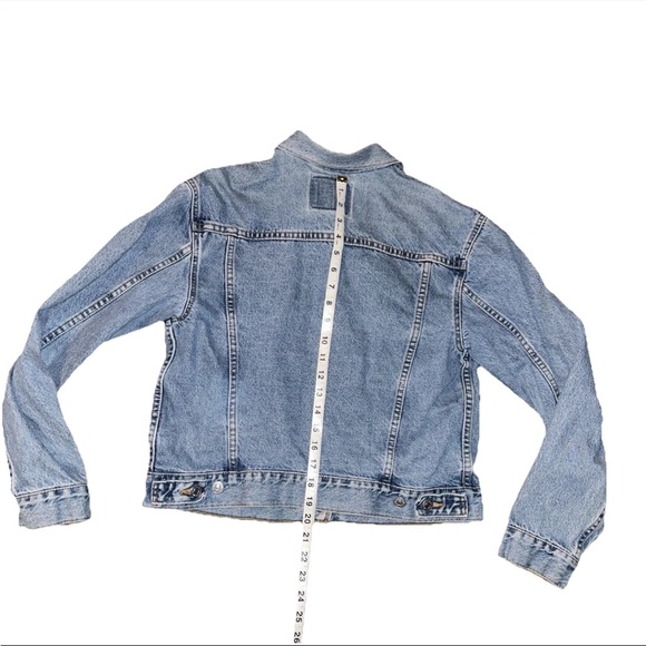 Levis Denim Jacket Mens Large Light Wash Trucker Button Front Red Tab Pockets - Picture 5 of 5